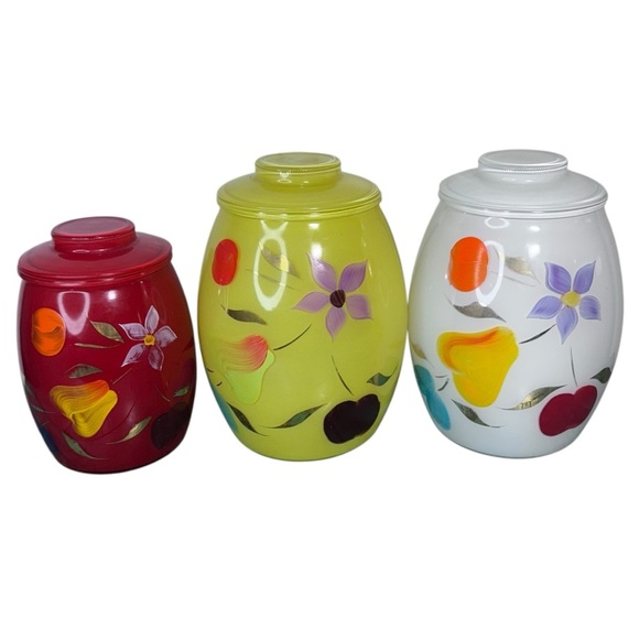 1950’s Bartlett Collin’s Mid Century Modern Vintage Glass Cookie Jar Set of 3 - Picture 1 of 16